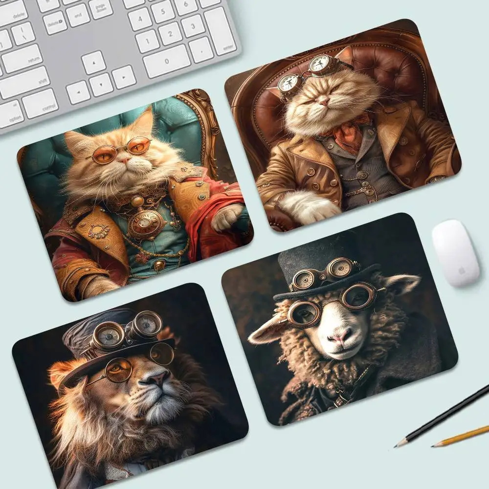 Steampunk Animals Royal Cat Sheep Dog Squirrel Rhino Game Mouse Pad For Small Size Gaming Mouse Pad Gamer Mouse Mats Desk Mat