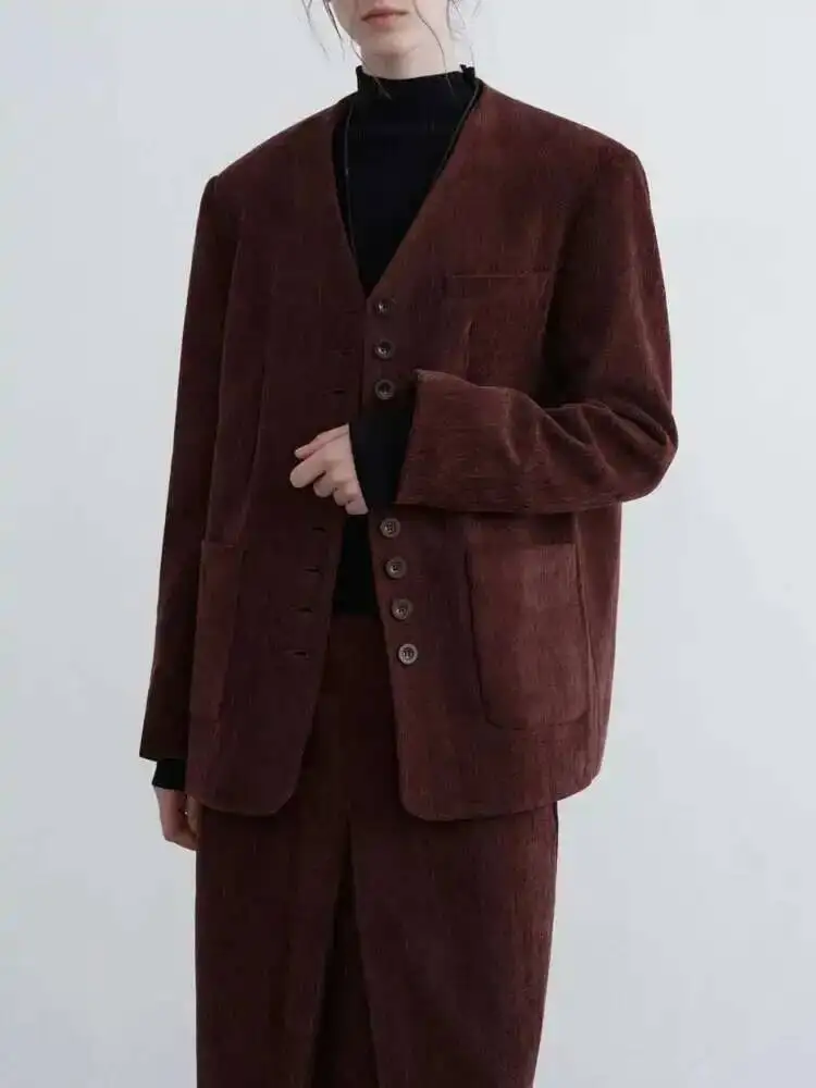 BJTZ Ankela veste en coton teint rouge conception d'épaule à la mode pour les femmes automne et hiver nouvelle Collection 2025