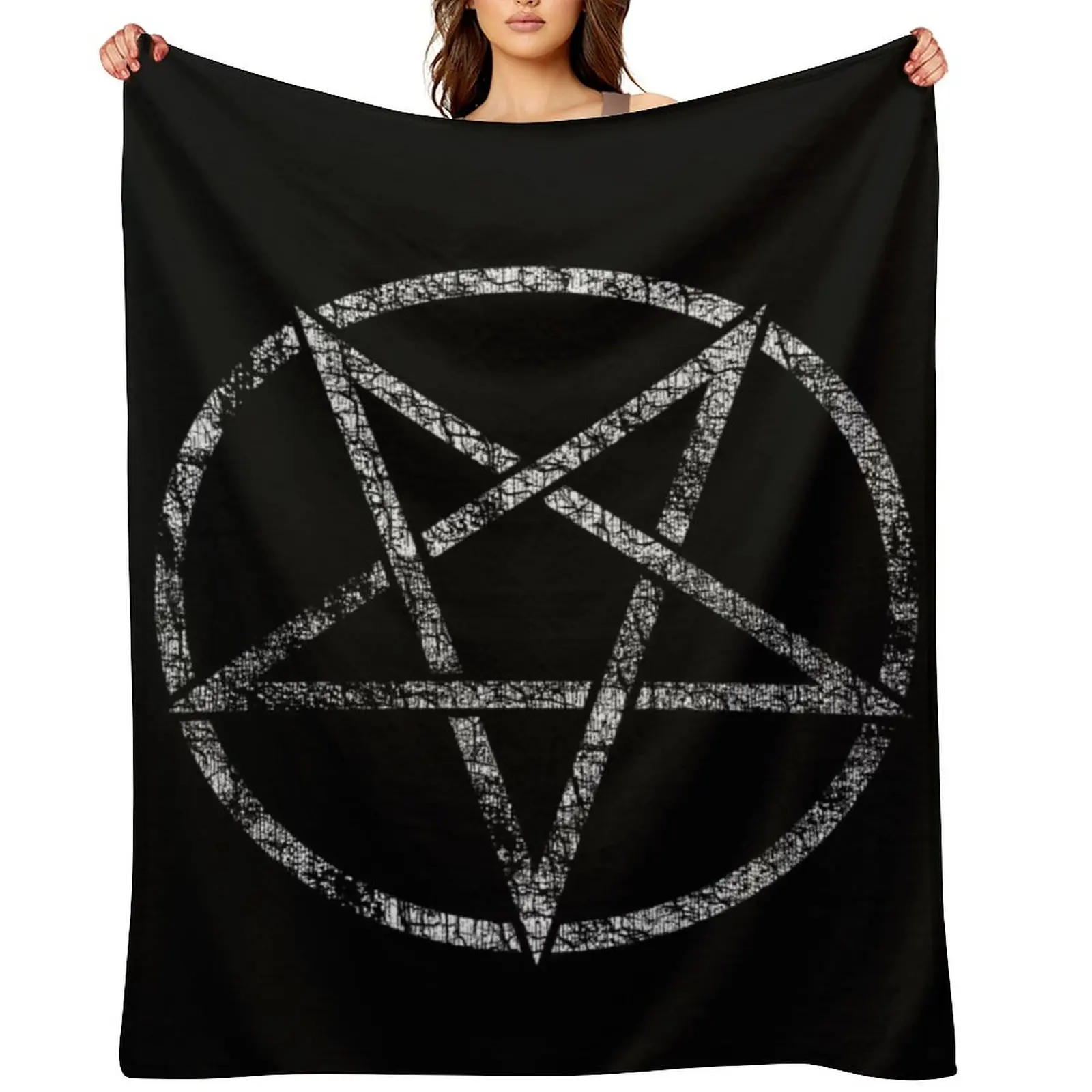 

Worn Pentagram Throw Blanket Personalized Gift Luxury Designer Heavy Soft Plush Plaid Blankets