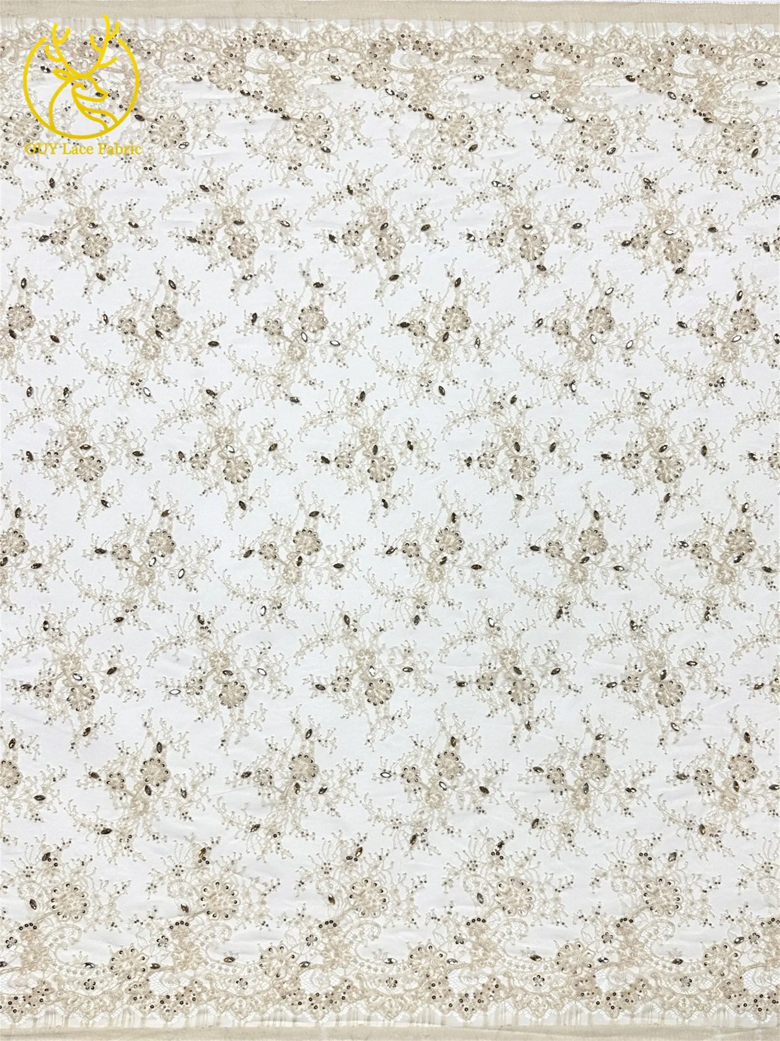 Nigerianischer Hochzeits-Tüll-Spitzenstoff 3 Meter Afrikanische Perlen-Pailletten-Spitze Französische Netz-Stickerei Hochzeitskleid-Nähstoff – Detail 6