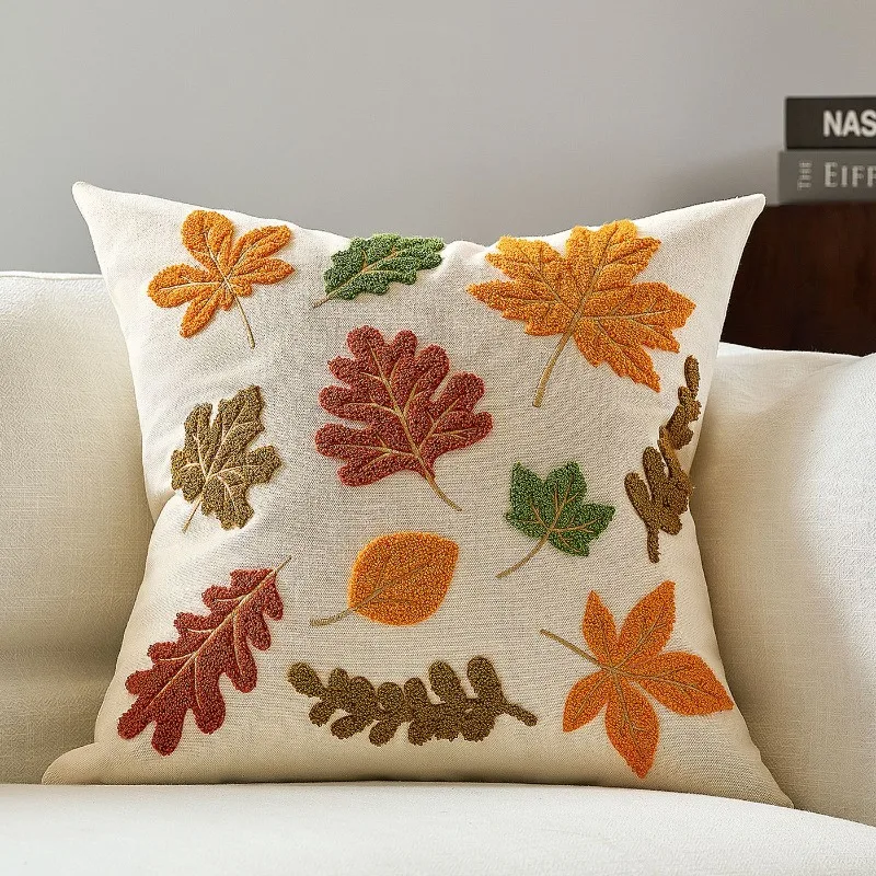 Maple Leaf Pumpkin Pillow Cover Thanksgiving Halloween Decor Sofa Cushion Cover For Living Room Garden