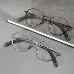 Réplica de gafas de titanio puro para hombre, gafas irregulares, redondas, ultraligeras, de lujo, marca de EE. UU.