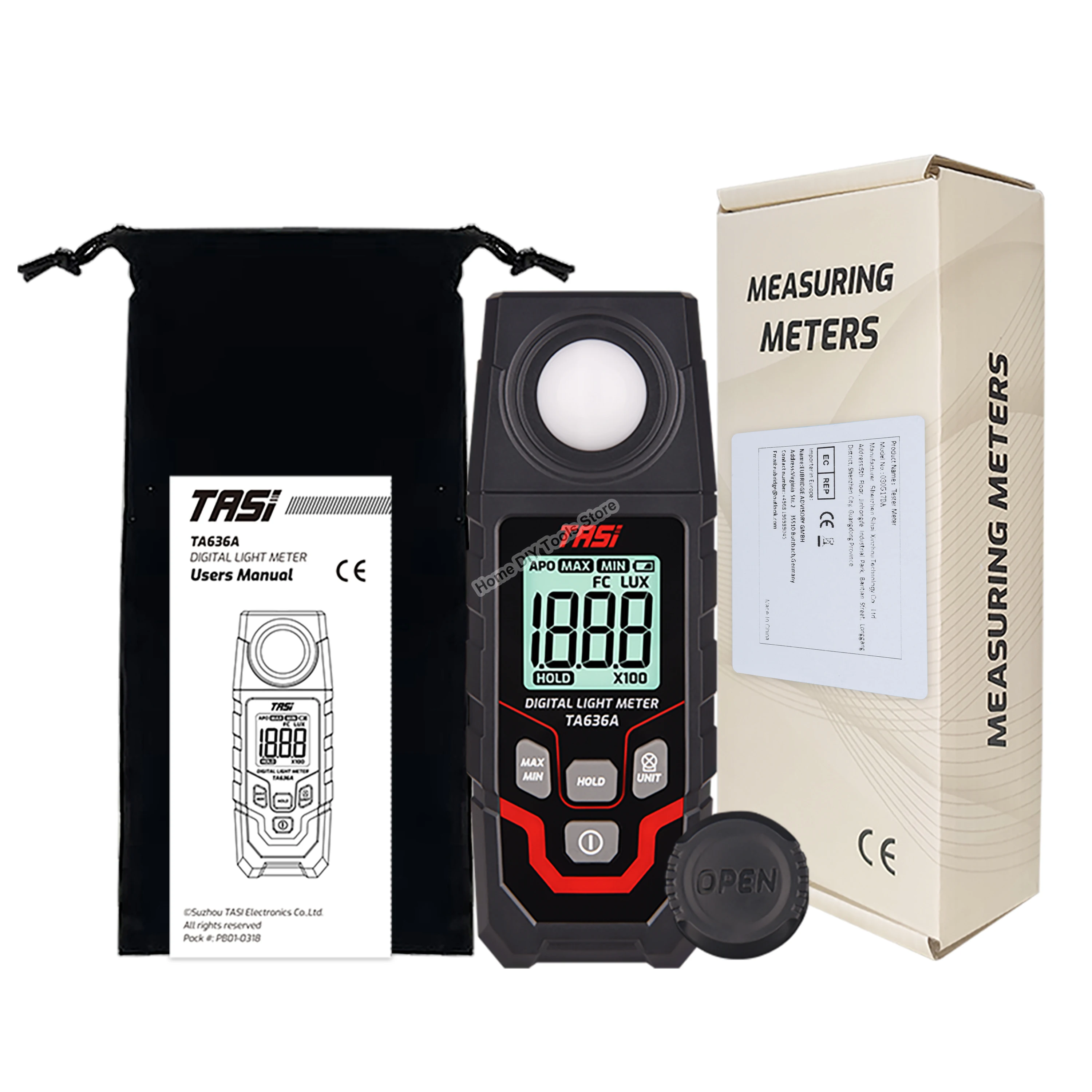 TA636A Digital Lux Meter Handheld Luxmeter Professional Luxometer 200000LUX 20000FC Illuminometer Photometer Light Lux Meter