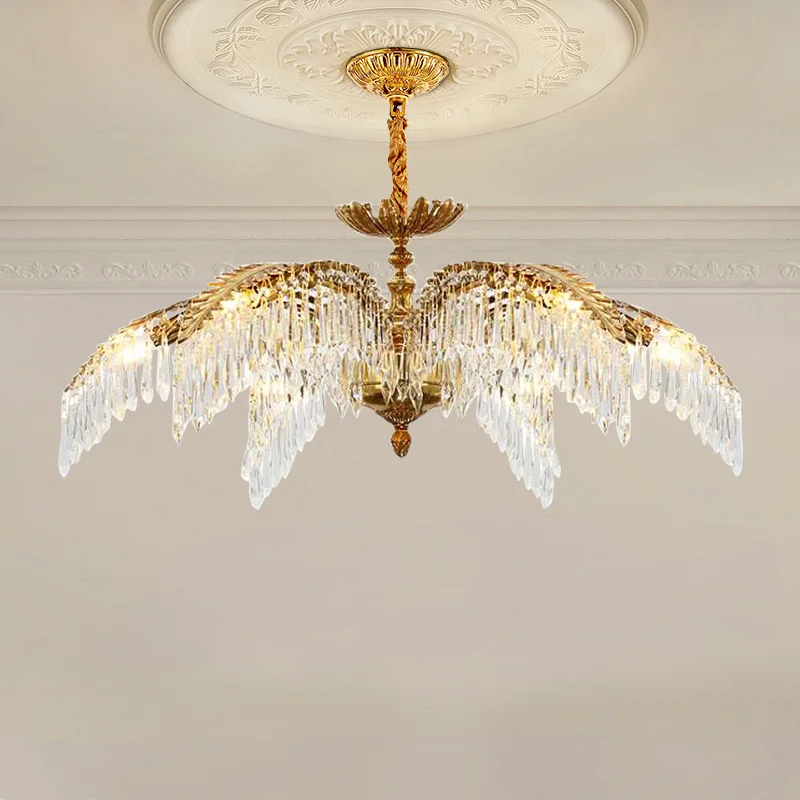 

French Palm Leaf Design Restaurant Brass Crystal Chandelier Hotel Lobby Room Luxury Decoration Chandelier
