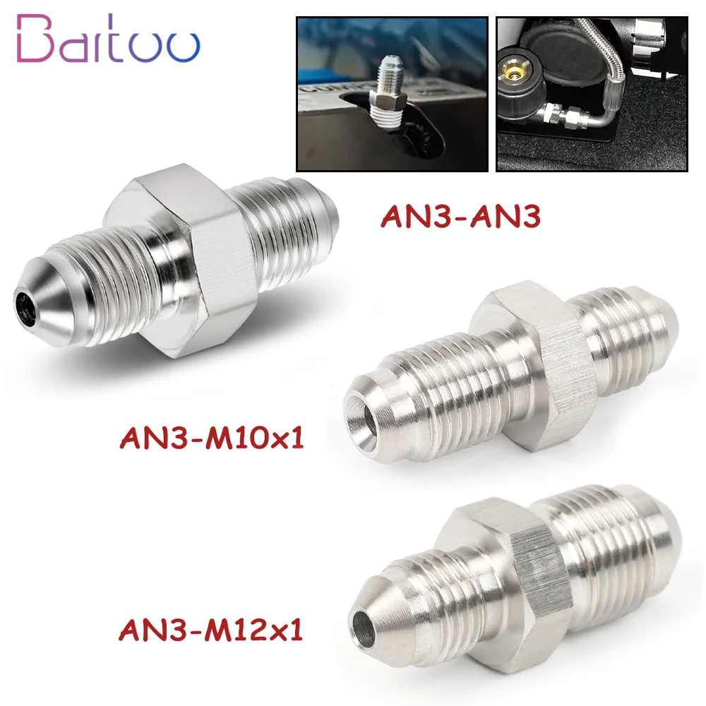Bartoo-AN3 Male 3/8x24 UNF to M10x1/M12x1.5/AN3 Stainless Steel Male Brake Fittings Adapter Brake Components HR063
