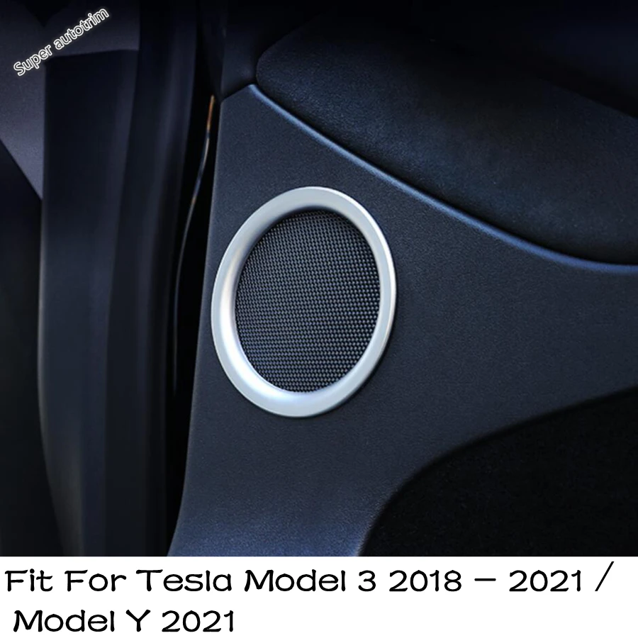 

Side Door Speaker Horn Stereo Tweeter Audio Ring Circle Cover Trim Accessories Fit For Tesla Model 3 2018 - 2021 / Model Y 2021