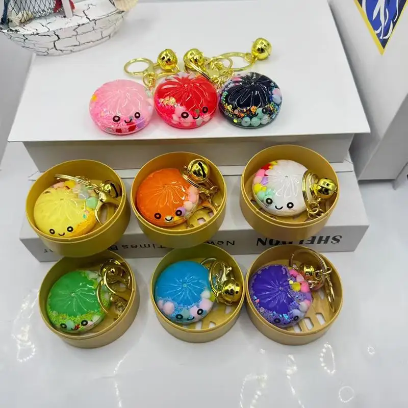 Mystery Blind Box Quicksand Steamed Bun Toy With Bell Keychain For Kids Gift