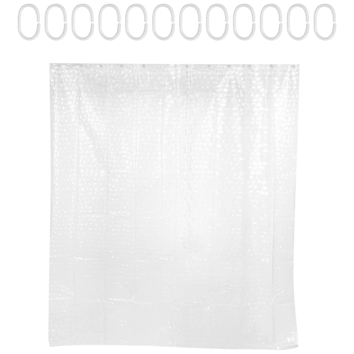 Clear EVA Shower Curtain Liner Waterproof Transparent 3D Water Square Bathroom Curtain in 71inch x 79inch, 12