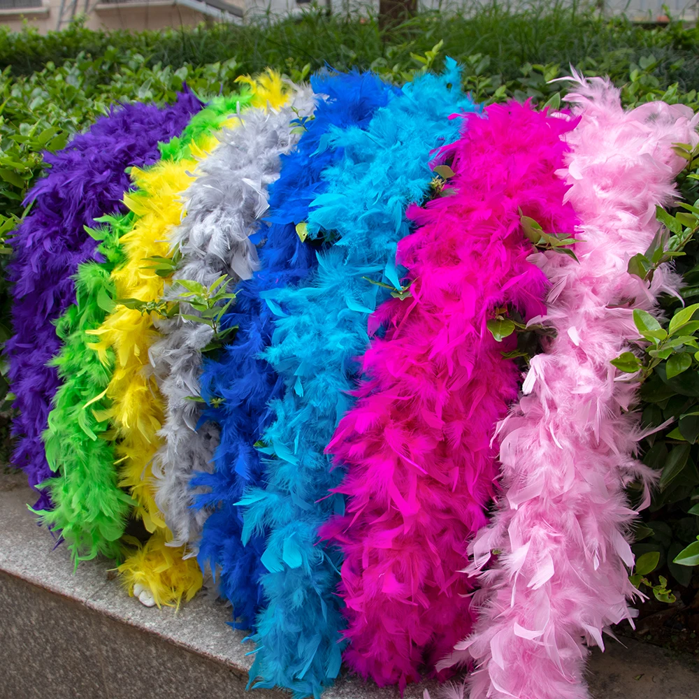 

90 Grams Turkey Feather Boa Fluffy Marabou feathers Scarf for Costume Party Clothing Sewing Accessory Multicolor 2Meters/pcs