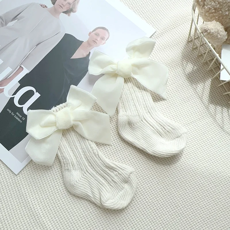 Autumn Baby Infant Socks Thick Knitted Girls Ankle Socks Big Bows Warm Cotton Children Socks Toddlers Boot Socks 0-5Years