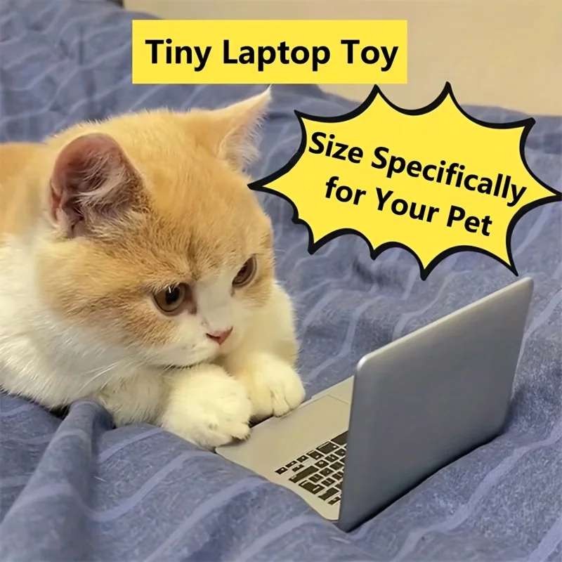 Mini Laptop Shaped Cat Toy, Portátil realista, Resina Pet Espelho para Gatos, Jogando Acessório, Durable Play Acessório