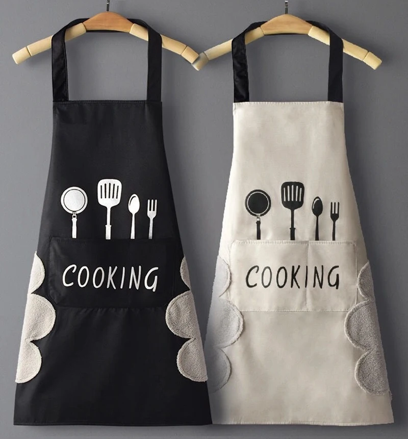 

Cute Apron Waterproof Can Wipe Hands Kitchen Work Clothes Home Cooking Cleaning Men and Women Universal Sleeveless Apron Kitchen