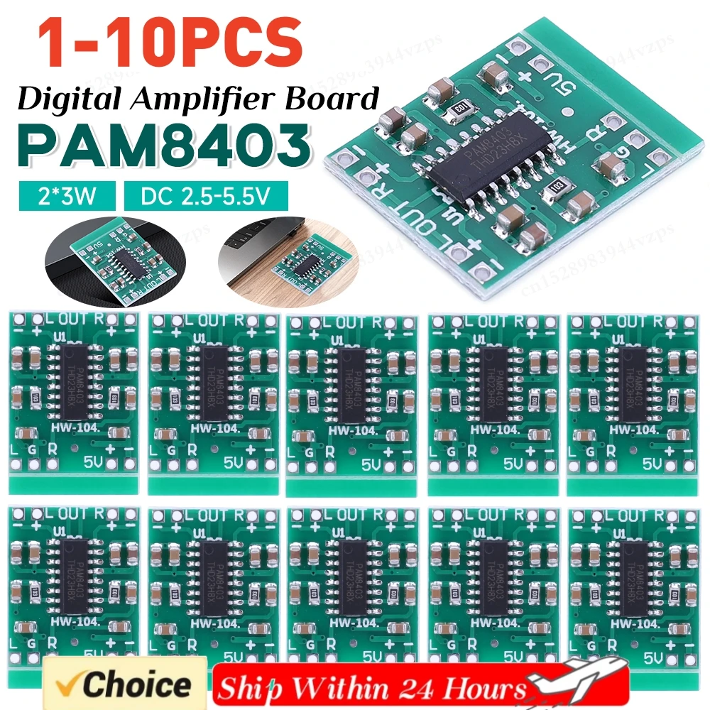 1-10PCS PAM8403 Modul 2 Kanal Audio Verstärker Modul Klasse D Super Mini Digital Verstärker Bord 2*3W DC2,5-5,5 V Netzteil