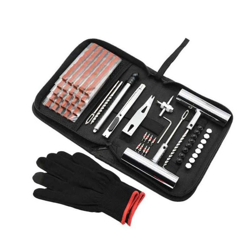 Comprehensive 62pcs Tire Repair set Quick Puncture Fix set Tire Mending Tool set Suitable for Car Motorcycles & Trucks