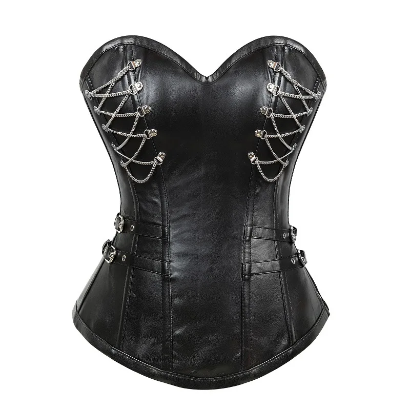 

Women Gothic Corset PU Leather Zipper Shapewear Punk Corset