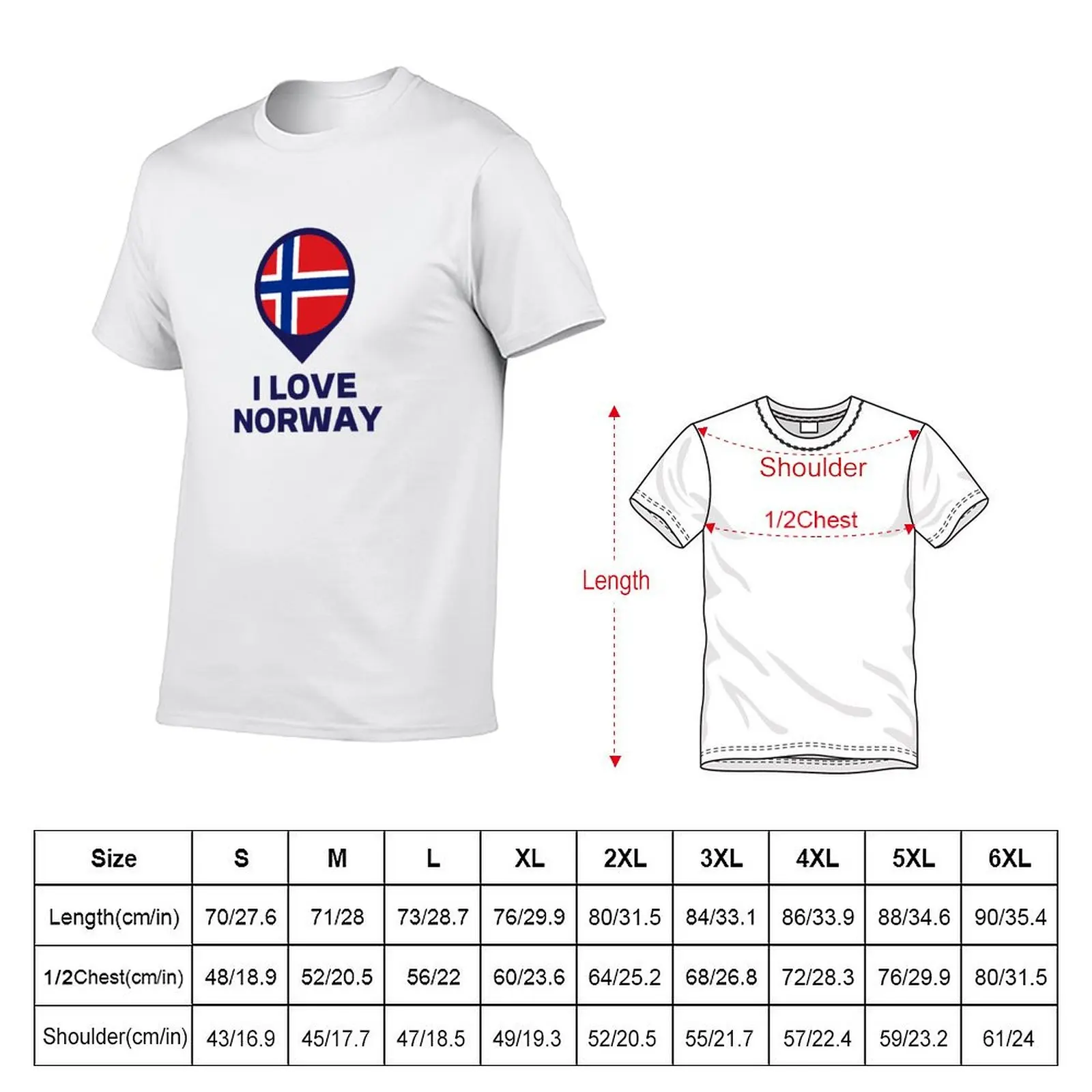 I love Norway Flag Location Pin T-Shirt Moisture Wicking Quick Dry Tee