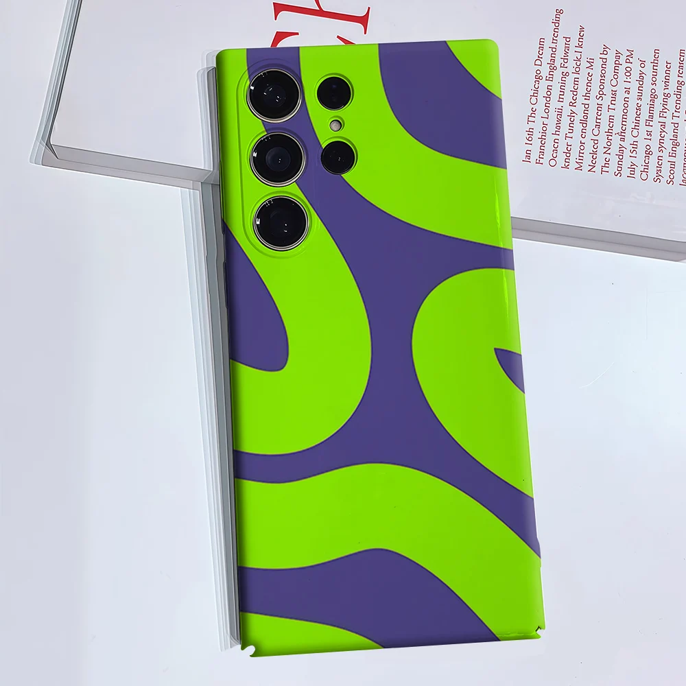 Lime Swirl Phone Case for Samsung Galaxy S26 S25 S24 S23 Ultra Plus Luxury Double-layer anti-fall Back Cover
