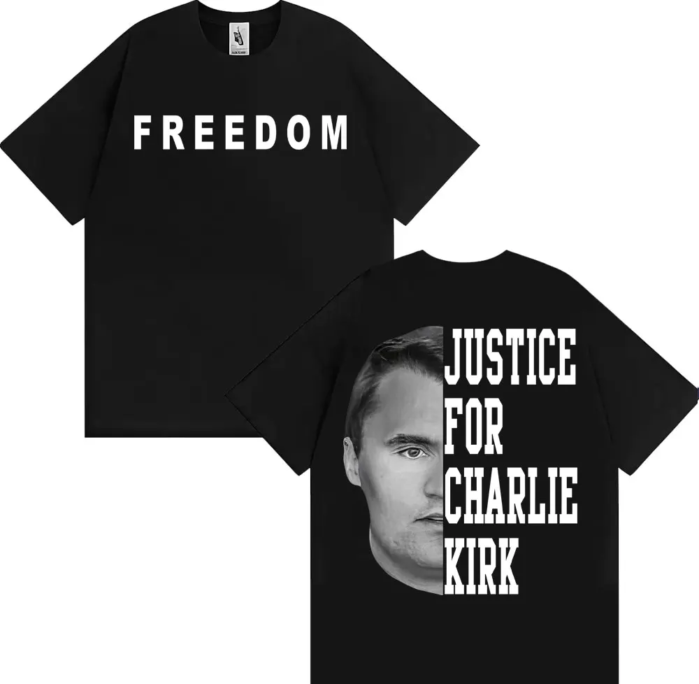 

Justice for Charlie Kirk Freedom T-shirts for Men Women Fashion Vintage Short Sleeve T Shirt 100% Cotton Oversized Loose T-shirt