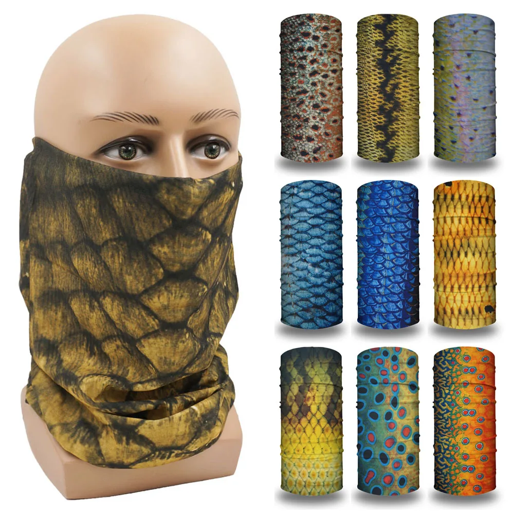 Fish Scales Pattern Mouth Cover Bandana Fishing Face Mask Men Outdoor Sport Neck Gaiter Seamless Women Cycling Balaclava Snood