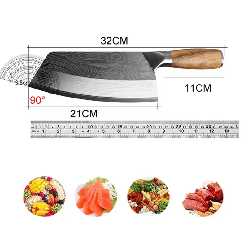 Professional Cleaver Knives Stainless Steel Kitchen Knife Slicing Knife Sharp Vegetable Cutter Chef Knives Cooking Butcher Knife