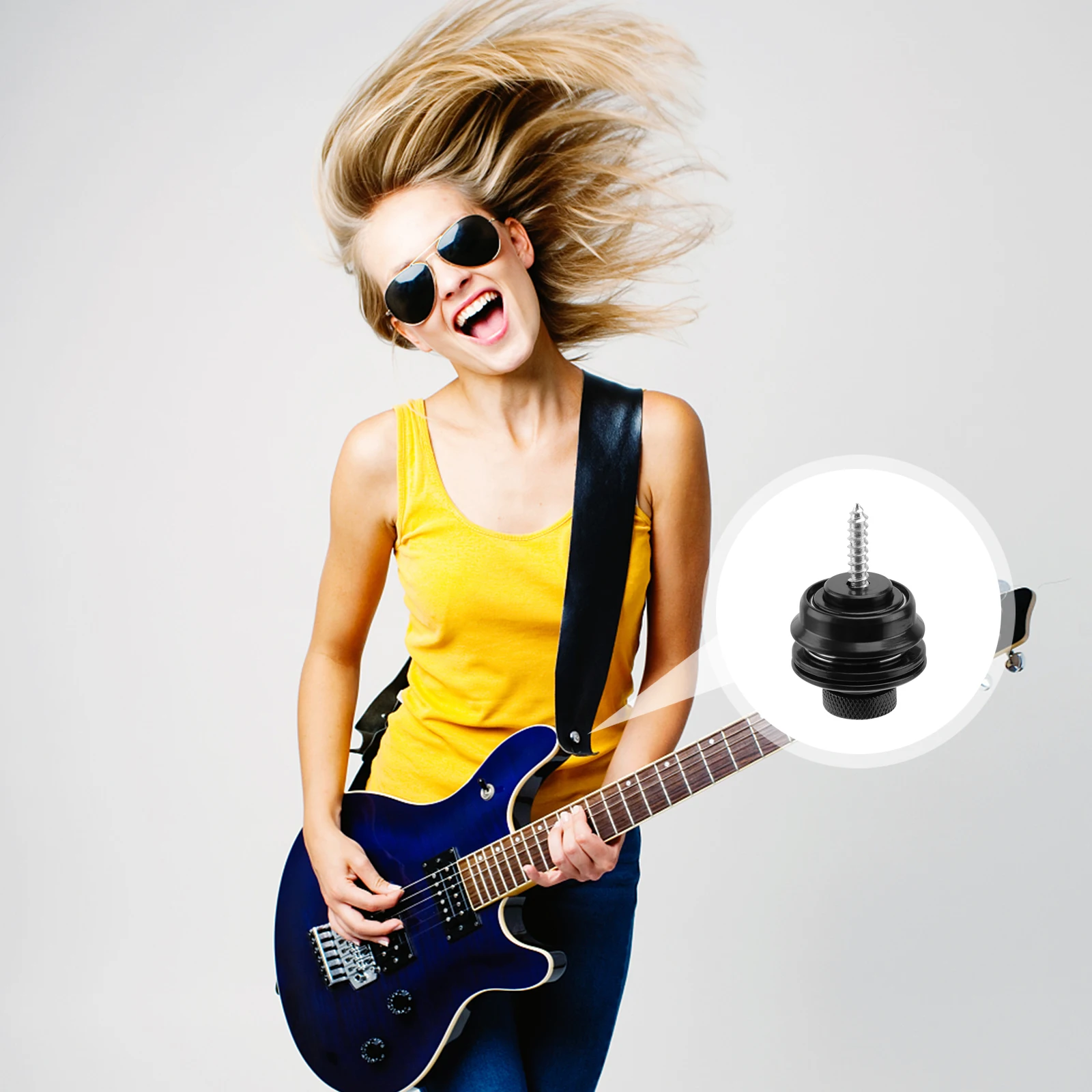 

1Pcs Guitar Strap Button Black Lock Replacement Non-Slip Secure Fix for Electric Guitar Bass Instrument Stable Strap Lock