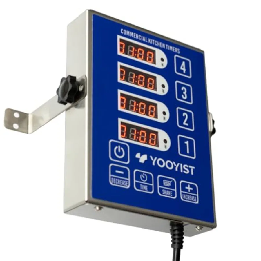 

Прецизионные кухонные таймеры для приготовления пищи, 4-канальный коммерческий кухонный таймер, принадлежности для ресторанов, цифровой LED-дисплей из нержавеющей стали