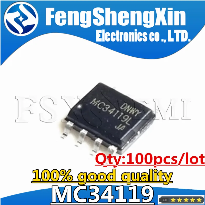 

100pcs/lot MC34119 SOP-8 MC34119 MC34119DR2 MC34119E MC34119L Low power audio amplifier chip