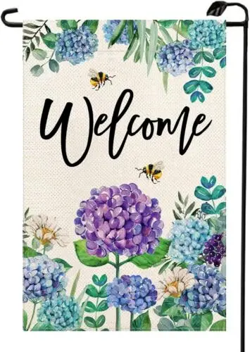 Spring Hydrangea Garden Flag 12x18 Inch Double Sided Blue Flower Floral S