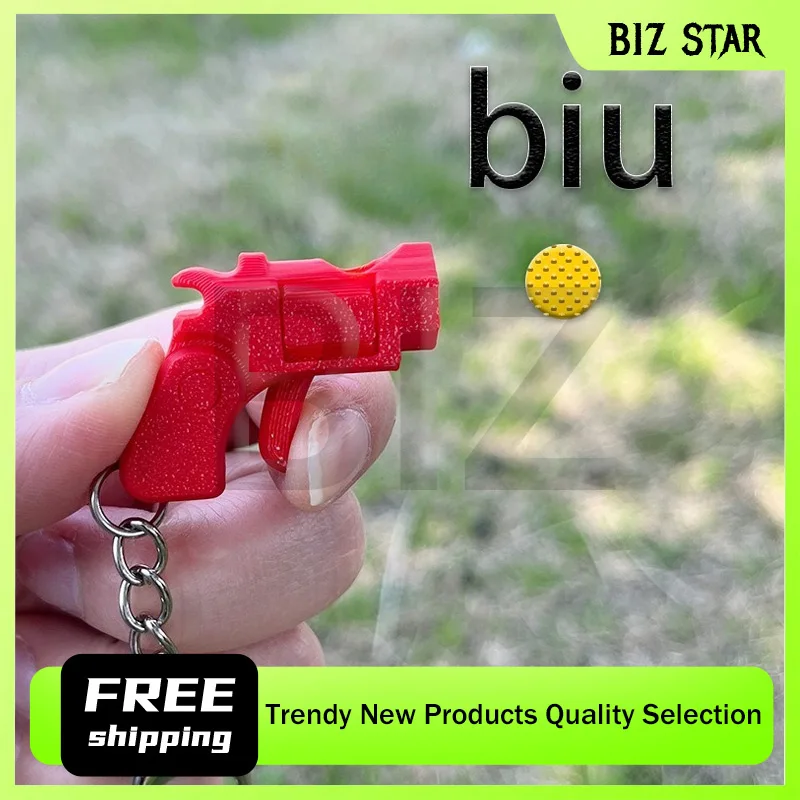 4 سنتيمتر/1.57in مسدس المفاتيح ثلاثية الأبعاد مطبوعة جيب مسدس قلادة المفاتيح يمكن إطلاق مكتب صغير الضغط لعبة لصبي هدية