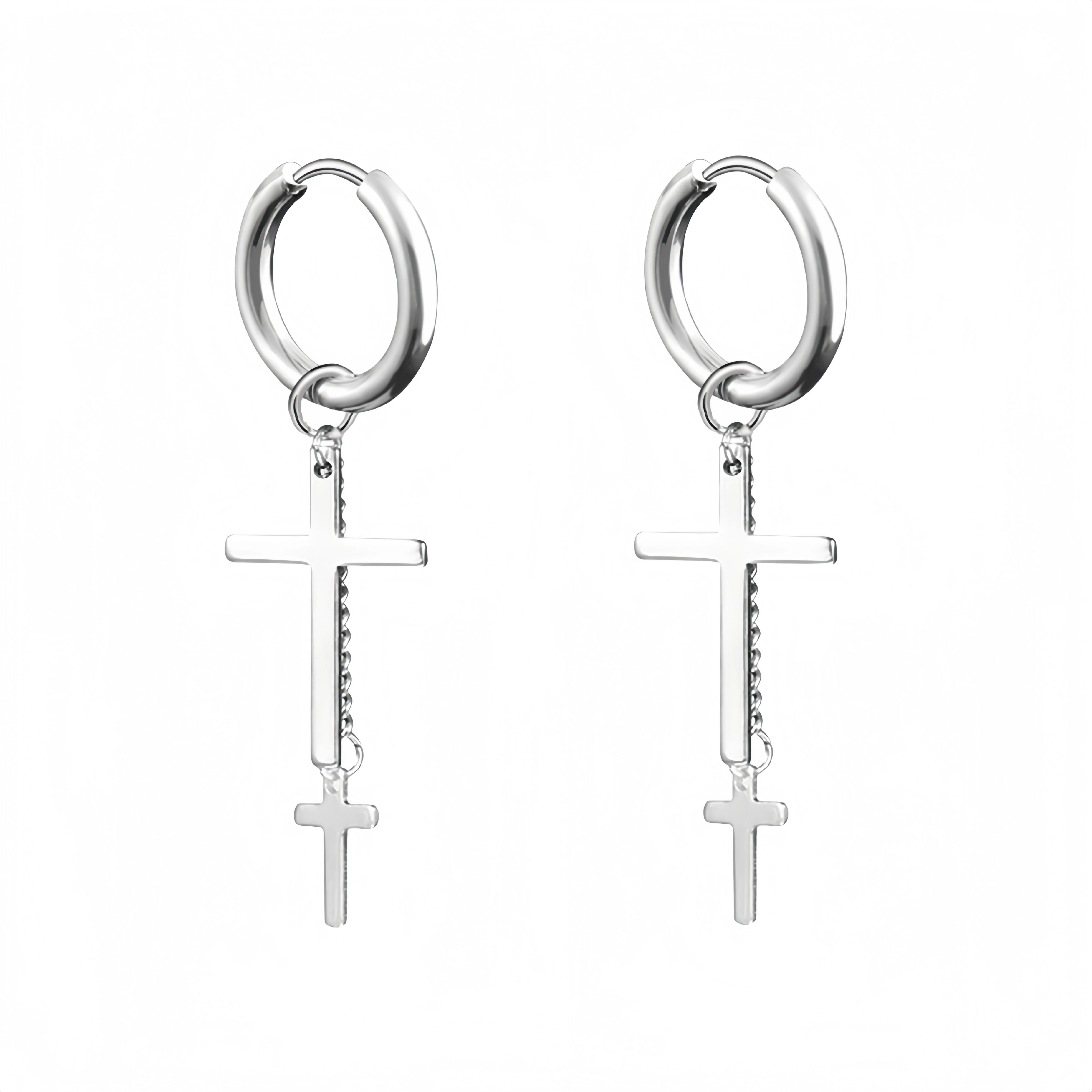 Lange hängende Kreuze Blätter Anhänger Creolen Frau Ohrringe Mann Vintage Edelstahl Hip Hop Ohr Piercing Schmuck Zubehör
