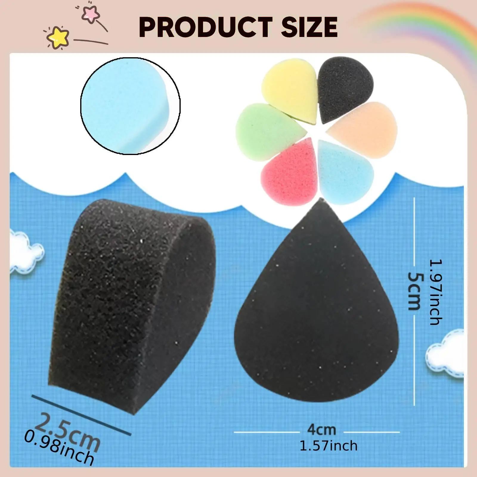 18Pcs Face Paint Sponges Compact Versatile Soft Drawing Comfortable Grip Girls Art Classes Supplies Tear Drop Shaped