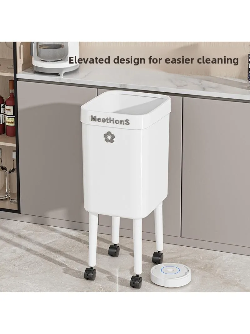 

No-Bend High-Stand Silent Rolling Large Capaci Household Garbage Can for Living Room Bedroom Kitchen Waste Paper Buet