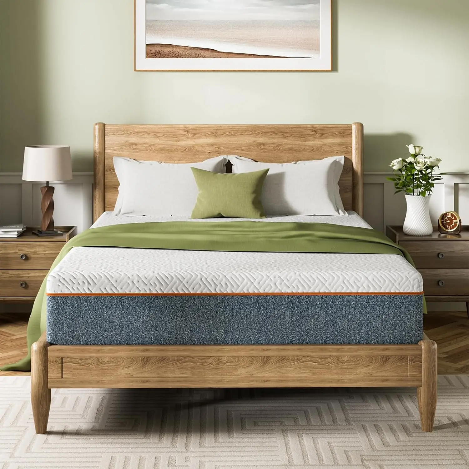 

6 Inch Queen Size Cooling Gel Memory Foam Mattress, Fiberglass Free Breathable Bed in a Box, Medium-Firm