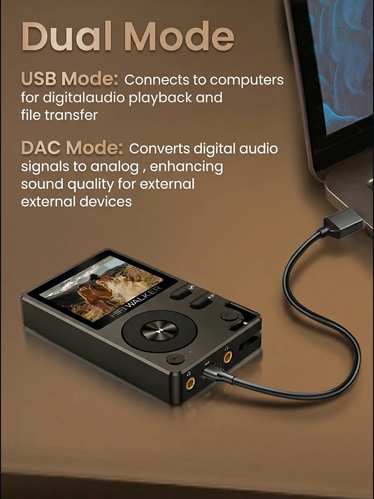 HiFi Walker H2 DAP Musikplayer, MP3 Native DSD128, 64GB bis 512GB, ESS DAC-Chip, USB-DAC, Verlustfreier 2-Wege-Bluetooth LDAC – Detail 8