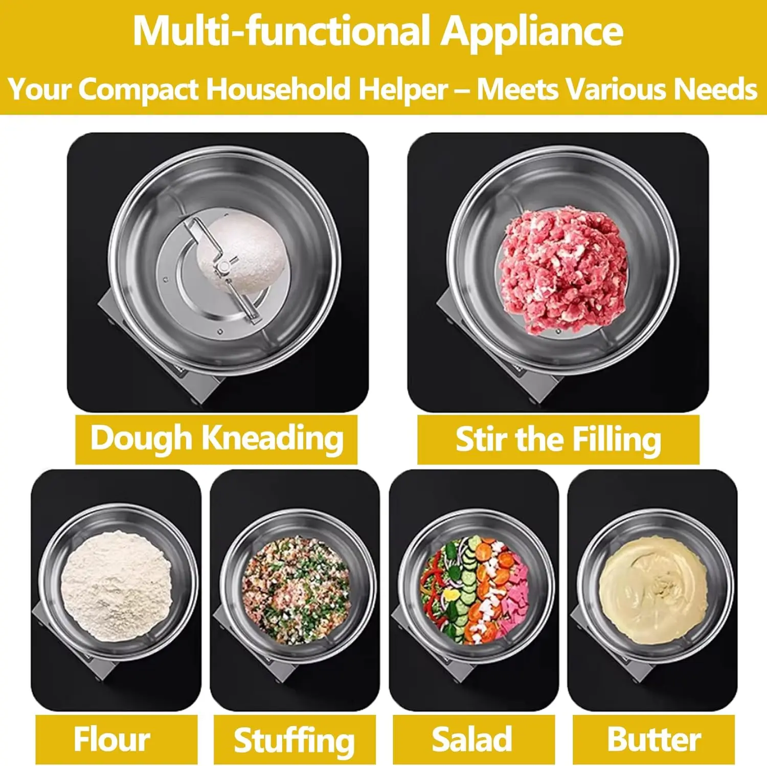 خلاط العجين وظيفة مزدوجة الفولاذ المقاوم للصدأ انفصال حوض آلة خلط العجين 8 كجم البيتزا الخبز الدقيق العجن 110 فولت