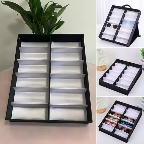 12/18 Slots /Grid Glasses Storage Box Sunglass Display Organizer Tray Eyeglasses Collector for Women Men