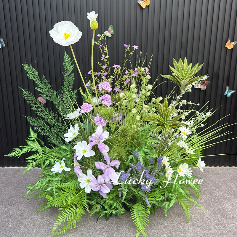 Forest Style Artificial Flowers Greenery Wedding Decoration Road Lead Floor Flower Row Hang Flower Row Green Plants Flower Ball