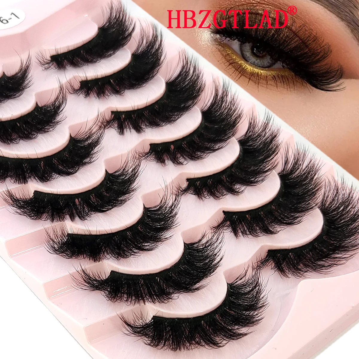 HBZGTLAD 7 par puszystych sztucznych rzęs z efektem naturalnego wyglądania, odpowiednich do codziennego użytku, na imprezy i wielokrotnego użytku, kosmetyki.