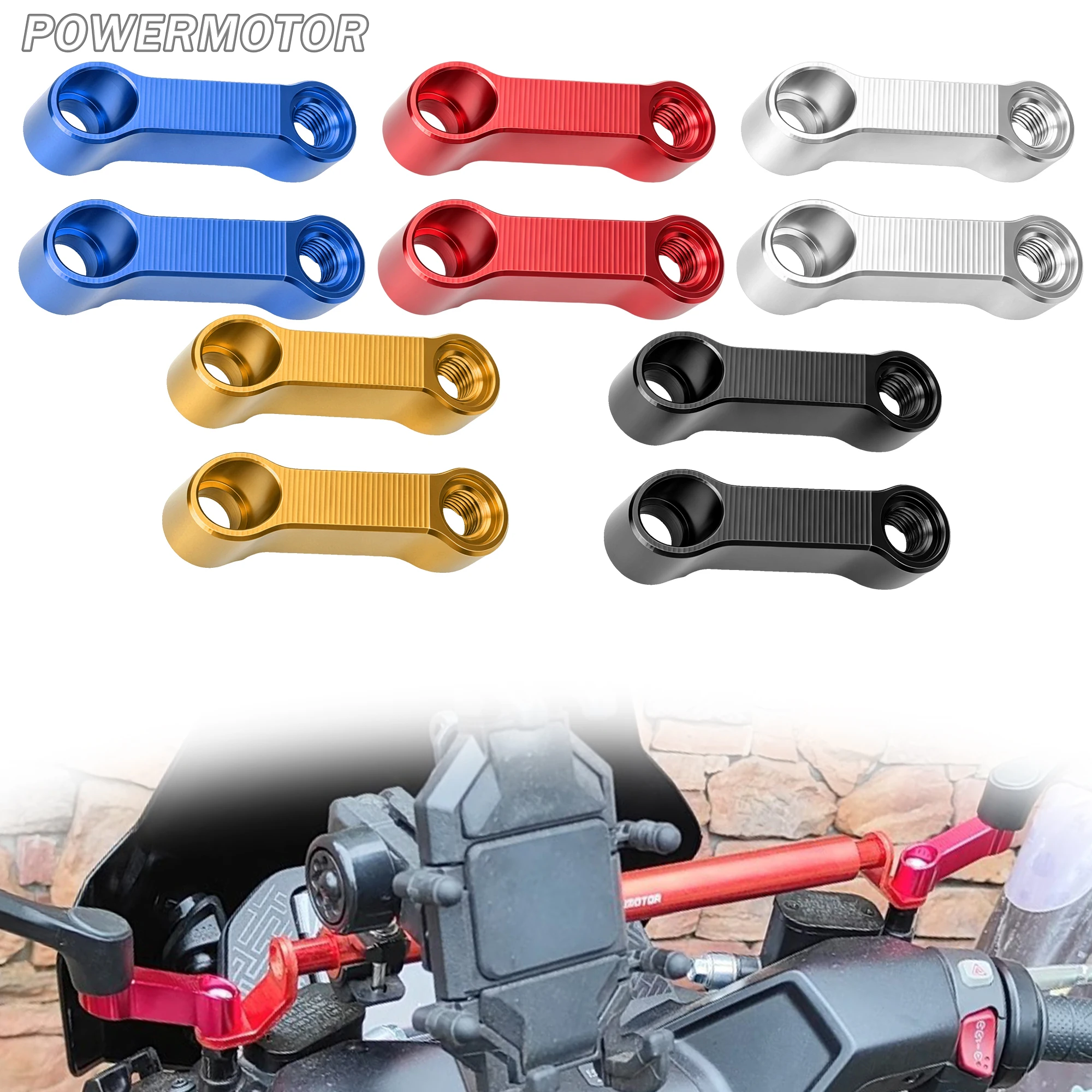 

DirtBike Motorcycle Rearview Mirror Riser Spacers Extension Adapter Scooter Cafe Racer Aluminum Rearview Mirror Riser Modified