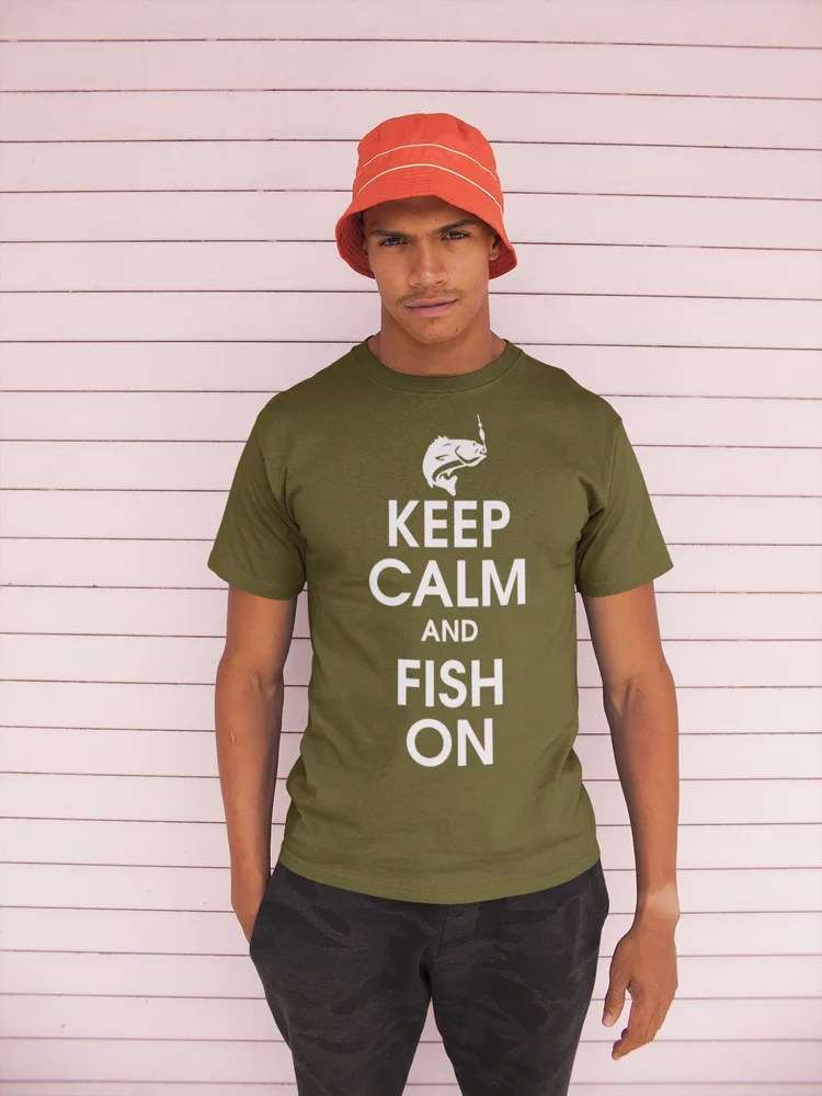 Keep Calm and Fish On Fishing Rod Line Bass Fishing T-shirt