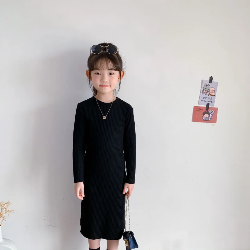 

Новинка осени 2023, черное облегающее платье макси с длинными рукавами для девочек больших размеров, стильное универсальное платье высокого качества в стиле Instagram ​