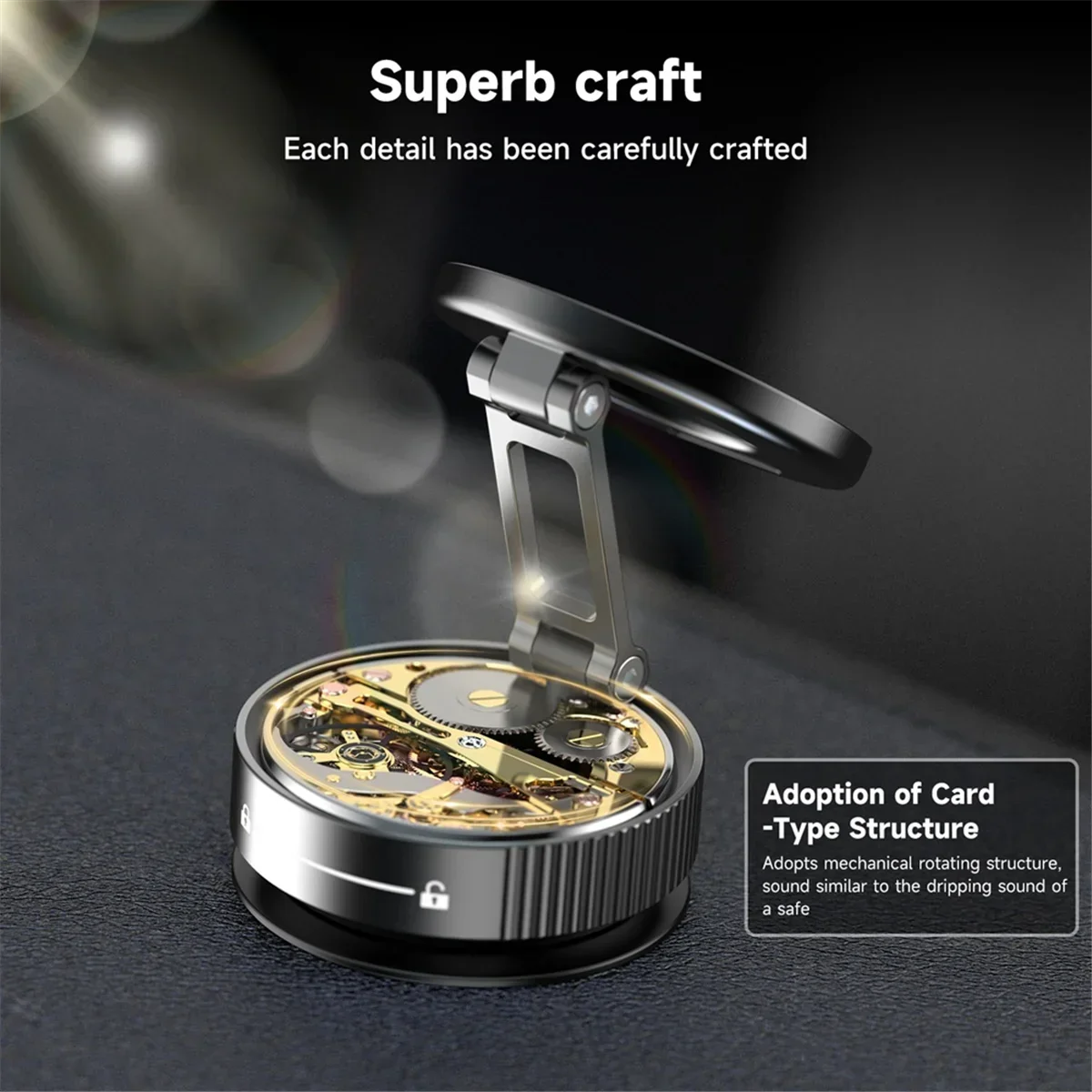 2025 TenYua Car Mount Vacuum Magnetic Holder Foldable Strong Suction Stand with Metal Hinges for Cell Phone Silver