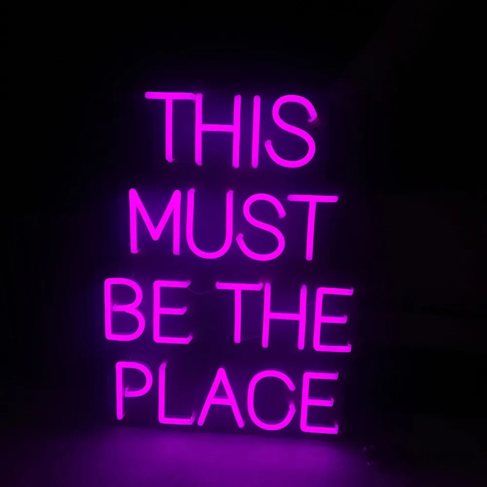 Neon Sign This Must Be The Place, Neon Light Sign for Wedding Wall, Birthday Shop, Bar Decoration, Neon Led Lights, Room Decor