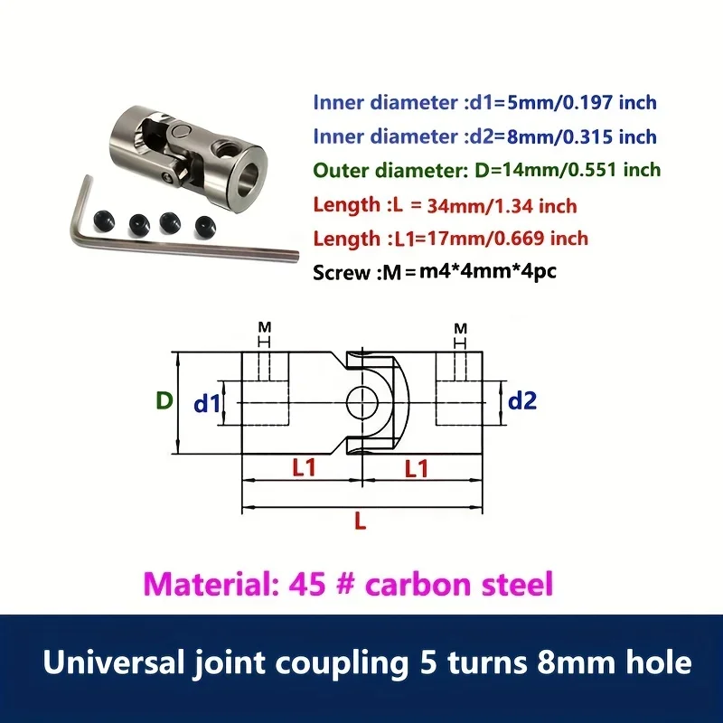 1Pcs RC Boat Car Shaft Coupler Metal Cardan Joint Motor Connector Universal Joint Coupling Gimbal 5/6/8/10/12mm