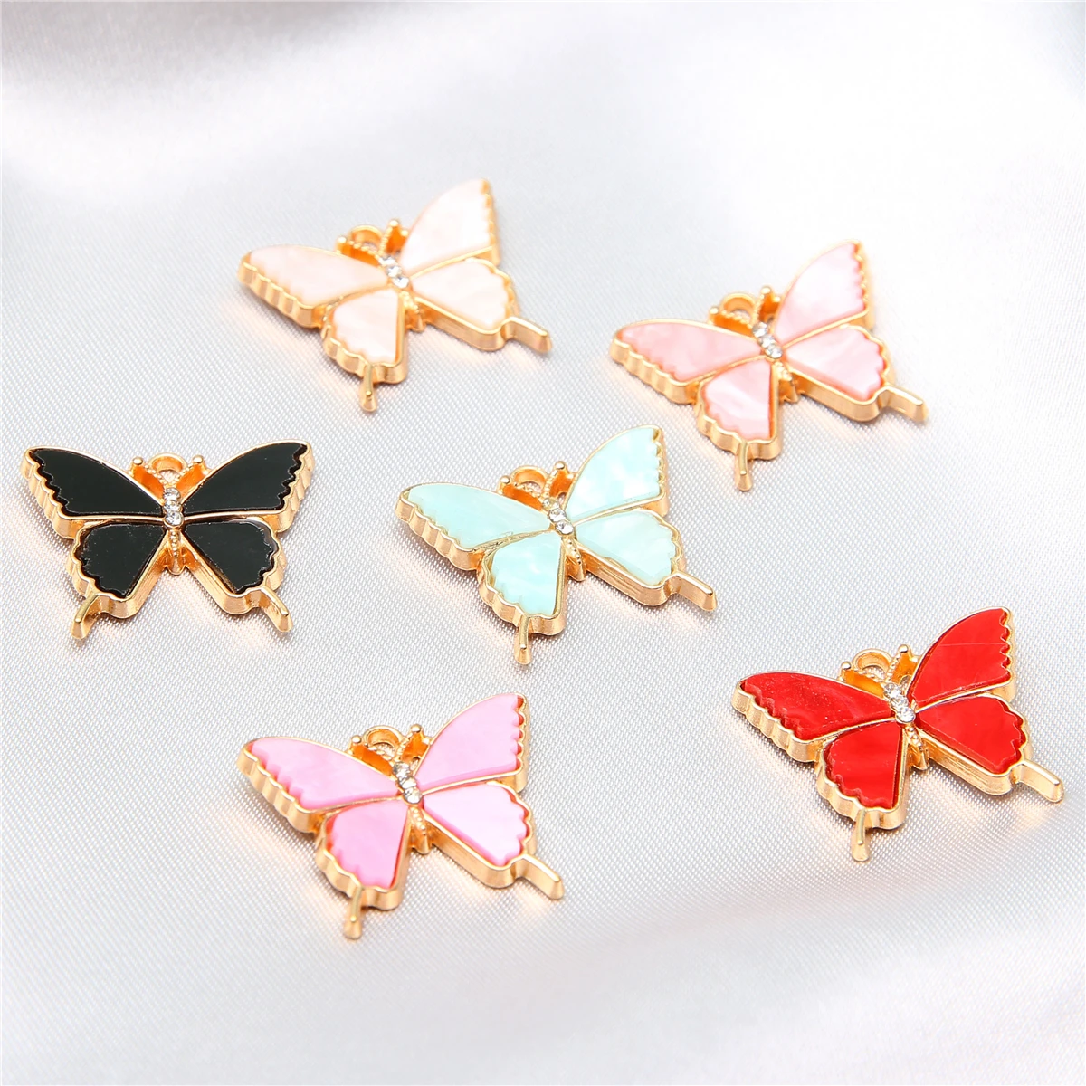 

50pcs 23*19mm Colorful Butterfly Charm Alloy Metal Necklace Bracelet DIY Exquisite Jewelry Making Accessories Accessories