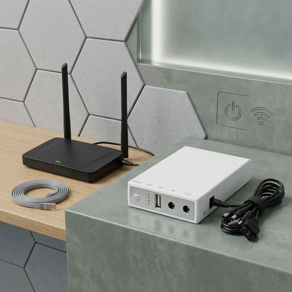 Router Backup Power Uninterruptible Power Supply For Power Outages Backup Power For Routers And Modems 10400mAh Capacity