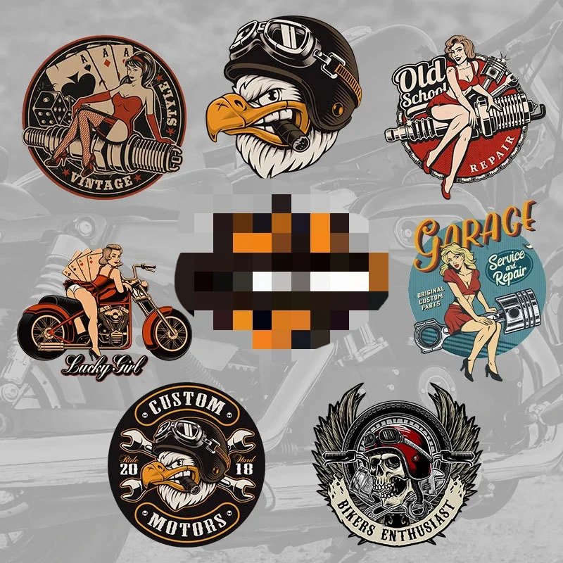 

Harley Retro Motorcycle Reflective Stickers Helmet Trunk Car Decorative Decals Waterproof Stickers (left and Right Pairs)