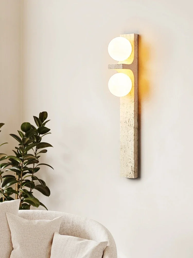 

Led Wall Lamp Long Strip Stone Light Living Room TV Background Bedroom Beside Decoration Lighting Nature Replaceable Bulb Cream