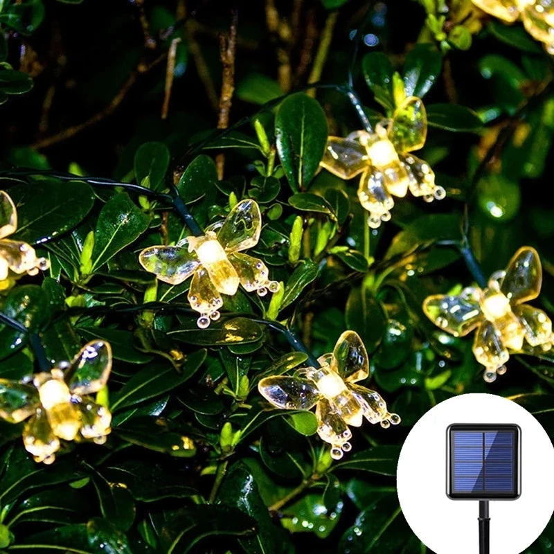 

LED Solar Butterfly Crystal Fairy String Lights Christmas Waterproof New Year Solar LED Lights Outdoor Wedding Garden Decoration