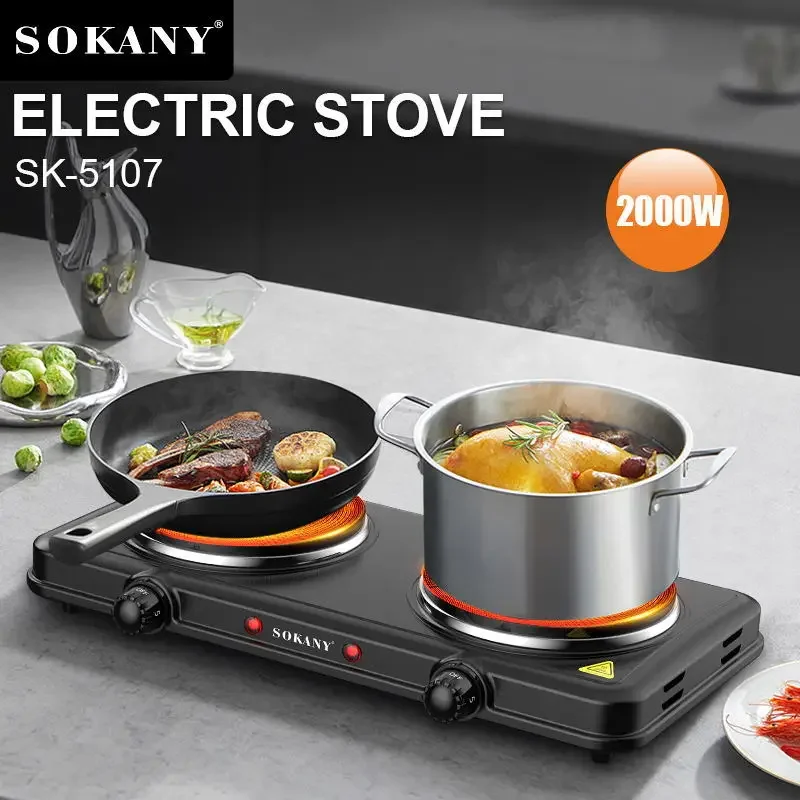 

2000W Double Stove Cooker Adjustable temperature Multifunctional household Kitchen double pot electric stove cooking stove